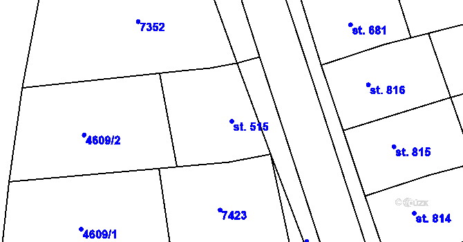 Parcela st. 515 v KÚ Bánov, Katastrální mapa