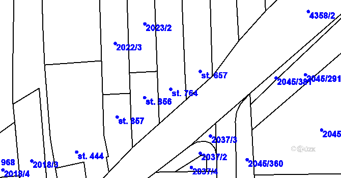 Parcela st. 764 v KÚ Bánov, Katastrální mapa