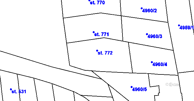 Parcela st. 772 v KÚ Bánov, Katastrální mapa