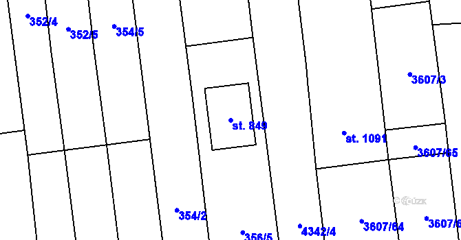 Parcela st. 849 v KÚ Bánov, Katastrální mapa
