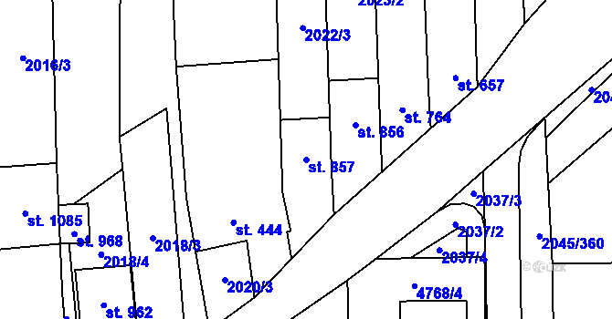 Parcela st. 857 v KÚ Bánov, Katastrální mapa