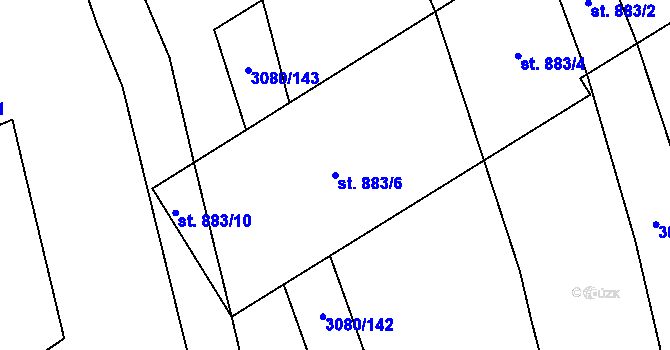 Parcela st. 883/6 v KÚ Bánov, Katastrální mapa