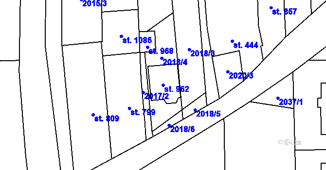Parcela st. 962 v KÚ Bánov, Katastrální mapa