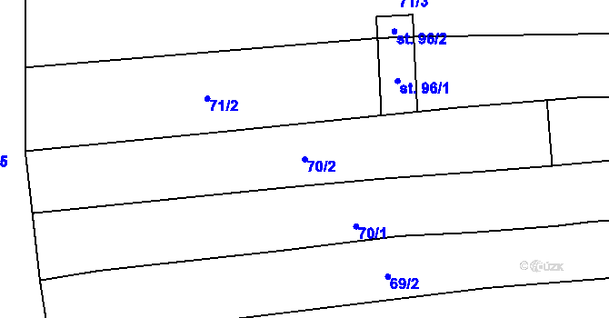 Parcela st. 70/2 v KÚ Bánov, Katastrální mapa