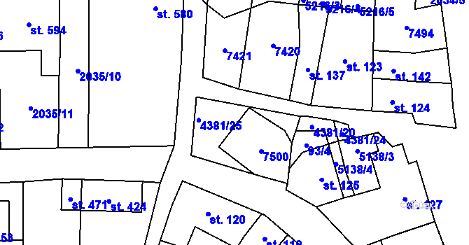 Parcela st. 93/2 v KÚ Bánov, Katastrální mapa