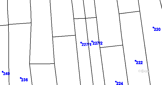 Parcela st. 227/1 v KÚ Bánov, Katastrální mapa