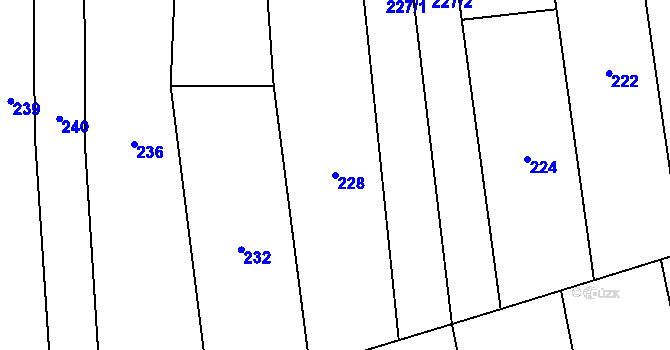 Parcela st. 228 v KÚ Bánov, Katastrální mapa