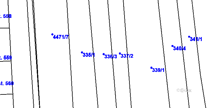 Parcela st. 336/3 v KÚ Bánov, Katastrální mapa