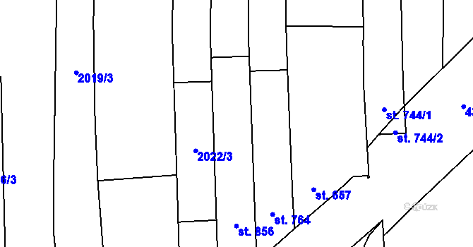 Parcela st. 2023/2 v KÚ Bánov, Katastrální mapa