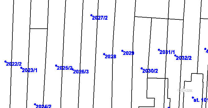 Parcela st. 2028 v KÚ Bánov, Katastrální mapa