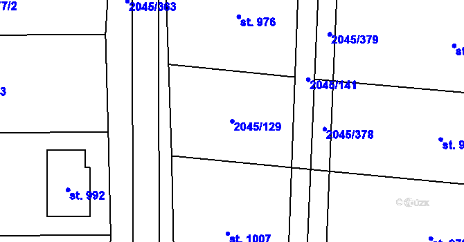 Parcela st. 2045/129 v KÚ Bánov, Katastrální mapa