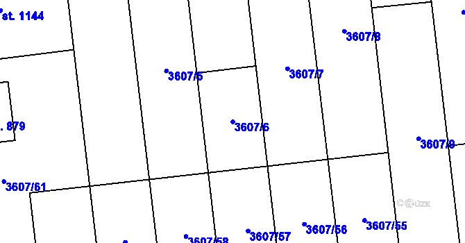Parcela st. 3607/6 v KÚ Bánov, Katastrální mapa