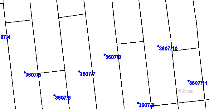 Parcela st. 3607/8 v KÚ Bánov, Katastrální mapa