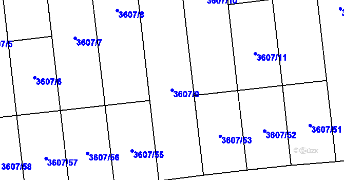 Parcela st. 3607/9 v KÚ Bánov, Katastrální mapa