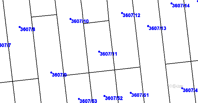 Parcela st. 3607/11 v KÚ Bánov, Katastrální mapa