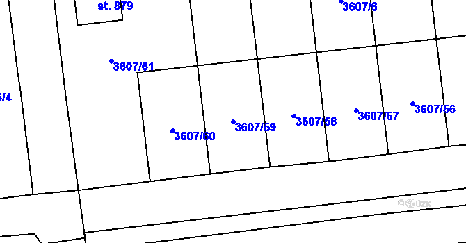 Parcela st. 3607/59 v KÚ Bánov, Katastrální mapa