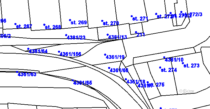 Parcela st. 4361/19 v KÚ Bánov, Katastrální mapa