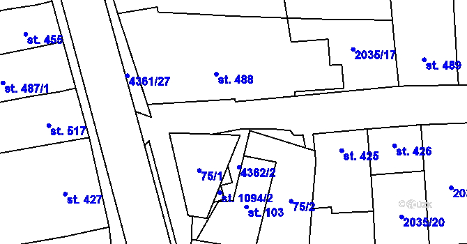 Parcela st. 4362 v KÚ Bánov, Katastrální mapa