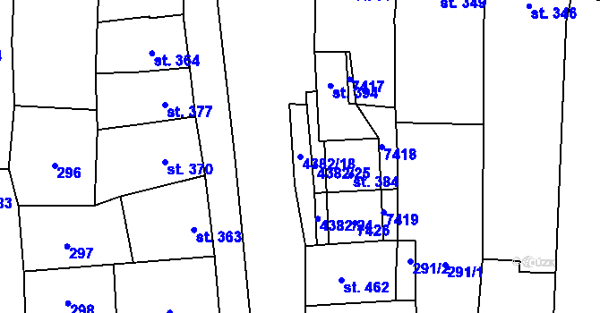 Parcela st. 4382/18 v KÚ Bánov, Katastrální mapa