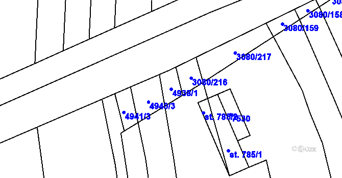 Parcela st. 4938/1 v KÚ Bánov, Katastrální mapa