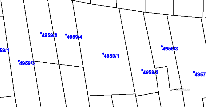 Parcela st. 4958/1 v KÚ Bánov, Katastrální mapa