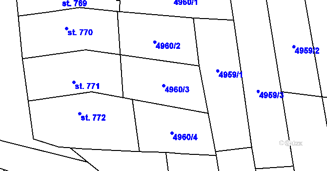 Parcela st. 4960/3 v KÚ Bánov, Katastrální mapa