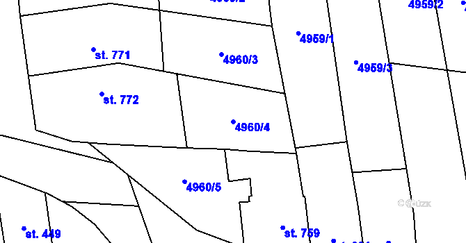 Parcela st. 4960/4 v KÚ Bánov, Katastrální mapa