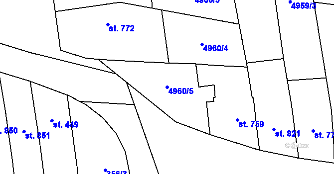 Parcela st. 4960/5 v KÚ Bánov, Katastrální mapa