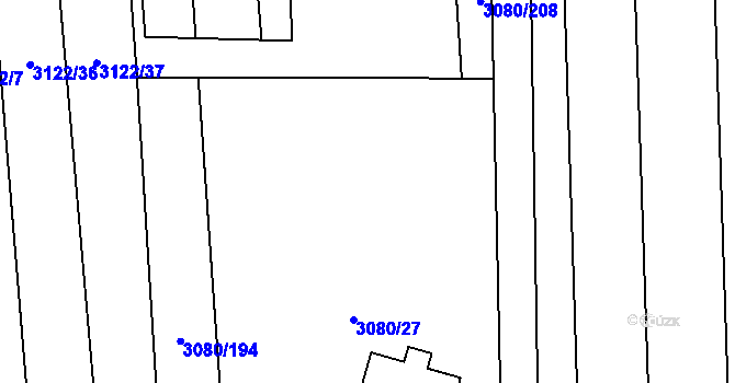 Parcela st. 3080/25 v KÚ Bánov, Katastrální mapa