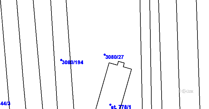 Parcela st. 3080/27 v KÚ Bánov, Katastrální mapa