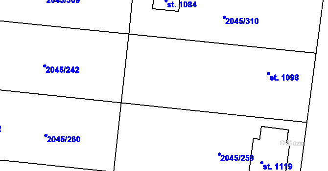 Parcela st. 2045/164 v KÚ Bánov, Katastrální mapa