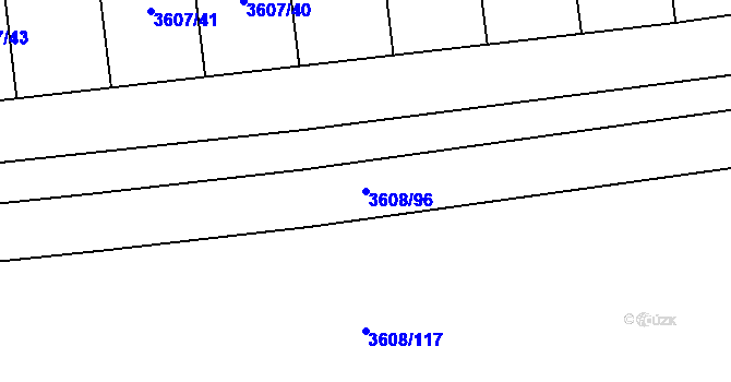 Parcela st. 3608/96 v KÚ Bánov, Katastrální mapa