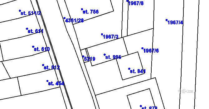 Parcela st. 995 v KÚ Bánov, Katastrální mapa