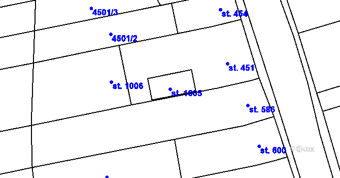 Parcela st. 1005 v KÚ Bánov, Katastrální mapa