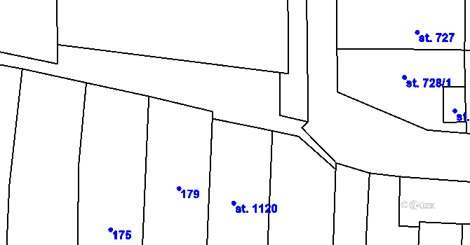 Parcela st. 180/2 v KÚ Bánov, Katastrální mapa