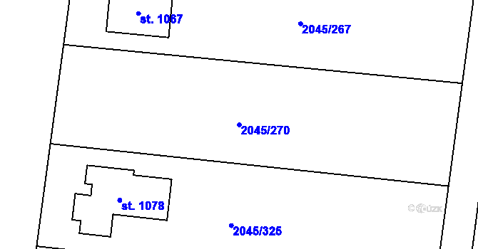 Parcela st. 2045/270 v KÚ Bánov, Katastrální mapa