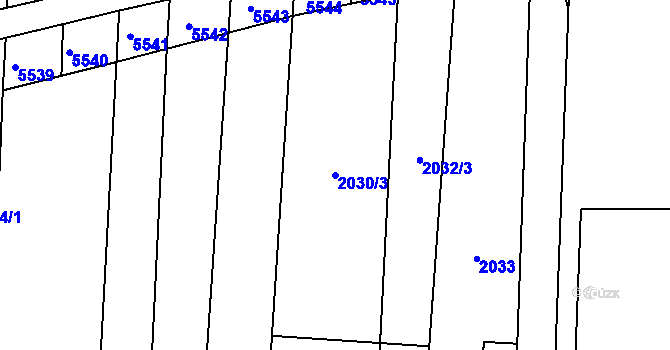 Parcela st. 2030/3 v KÚ Bánov, Katastrální mapa