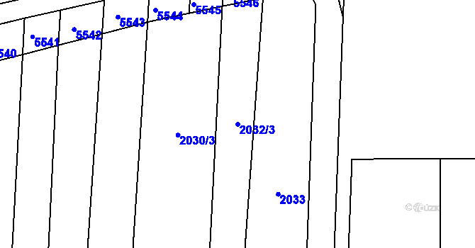 Parcela st. 2032/3 v KÚ Bánov, Katastrální mapa