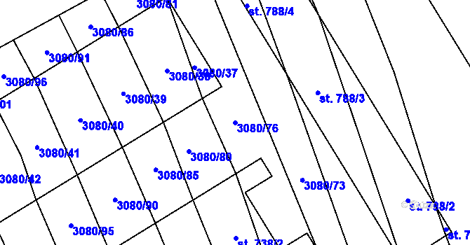 Parcela st. 3080/76 v KÚ Bánov, Katastrální mapa