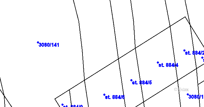 Parcela st. 3080/121 v KÚ Bánov, Katastrální mapa