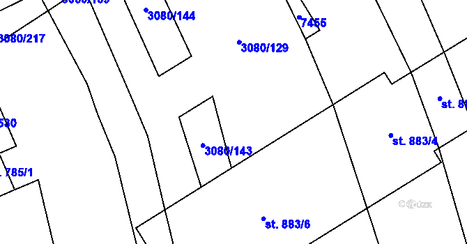 Parcela st. 3080/139 v KÚ Bánov, Katastrální mapa