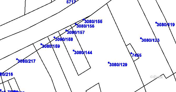 Parcela st. 3080/140 v KÚ Bánov, Katastrální mapa