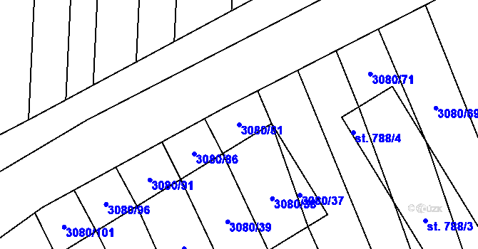 Parcela st. 3080/81 v KÚ Bánov, Katastrální mapa