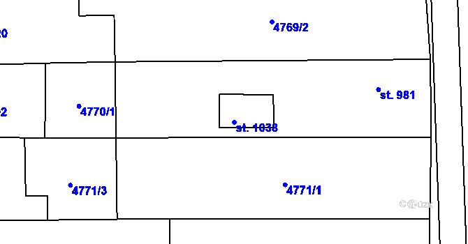 Parcela st. 1038 v KÚ Bánov, Katastrální mapa