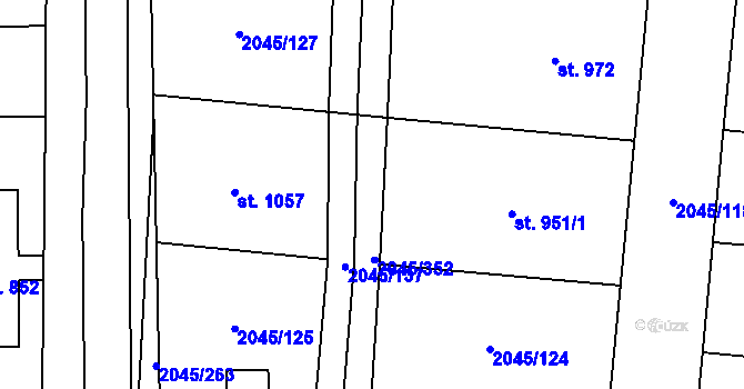Parcela st. 2045/329 v KÚ Bánov, Katastrální mapa