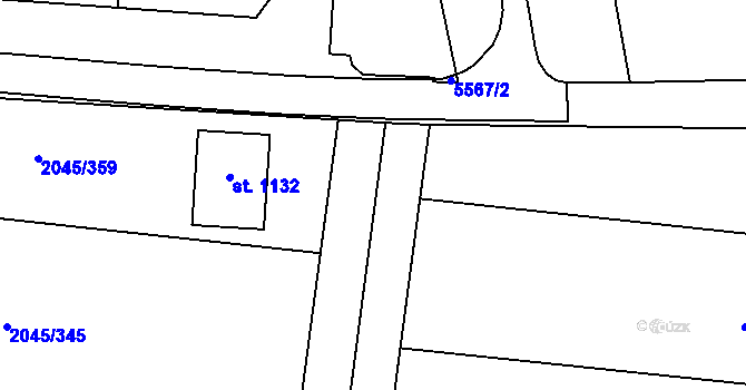 Parcela st. 2045/358 v KÚ Bánov, Katastrální mapa
