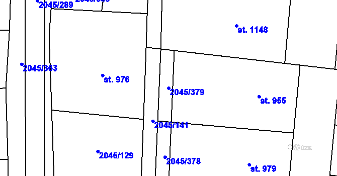 Parcela st. 2045/379 v KÚ Bánov, Katastrální mapa