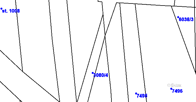 Parcela st. 3080/214 v KÚ Bánov, Katastrální mapa