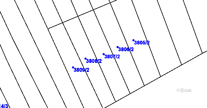 Parcela st. 3807/2 v KÚ Bánov, Katastrální mapa