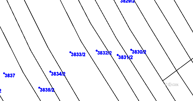 Parcela st. 3832/2 v KÚ Bánov, Katastrální mapa